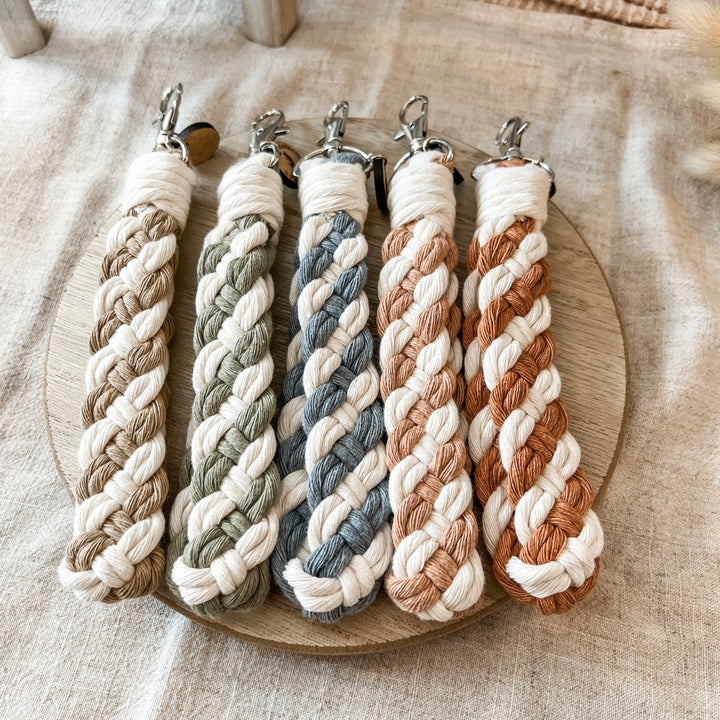 two-tone braided macrame wristlet