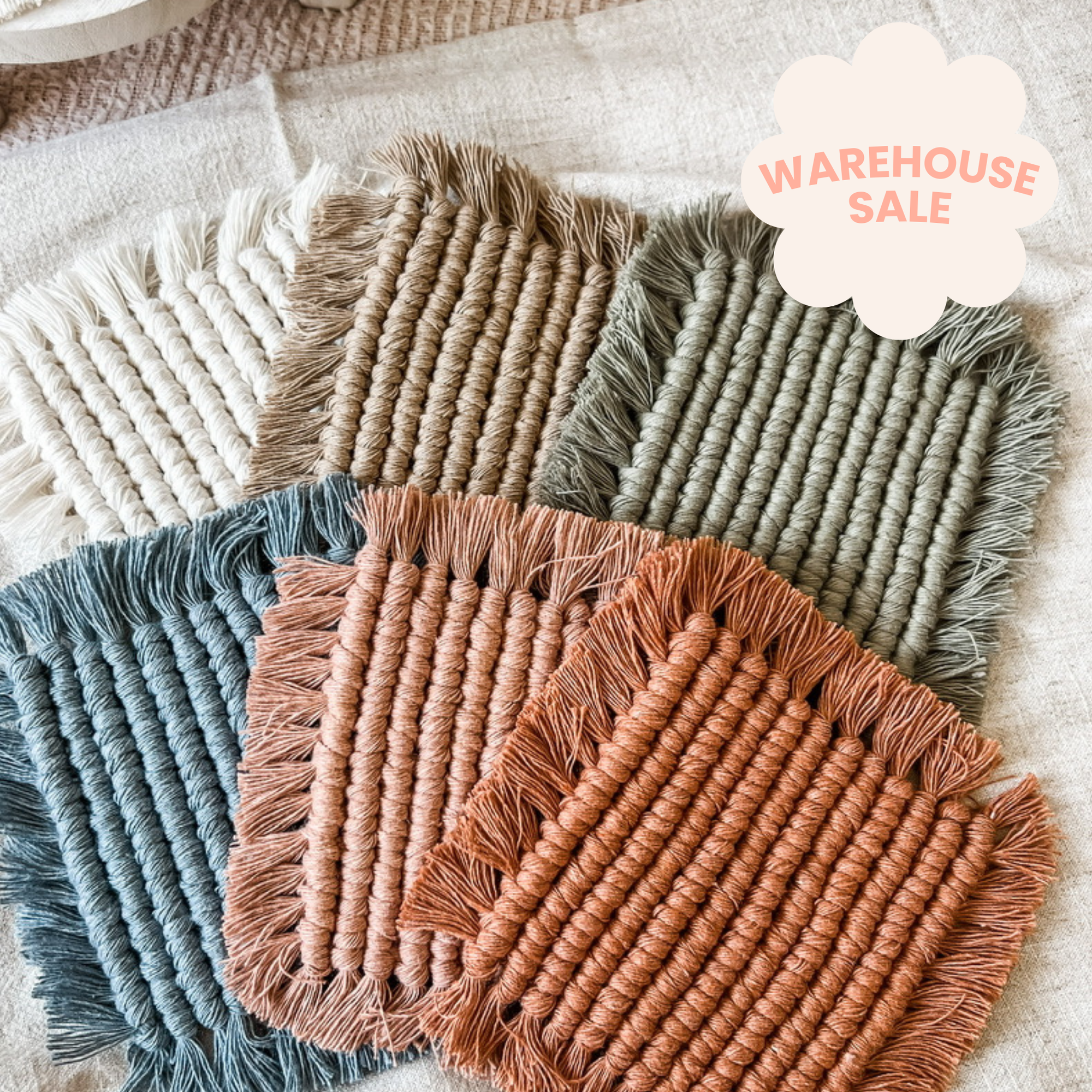 square macrame coasters