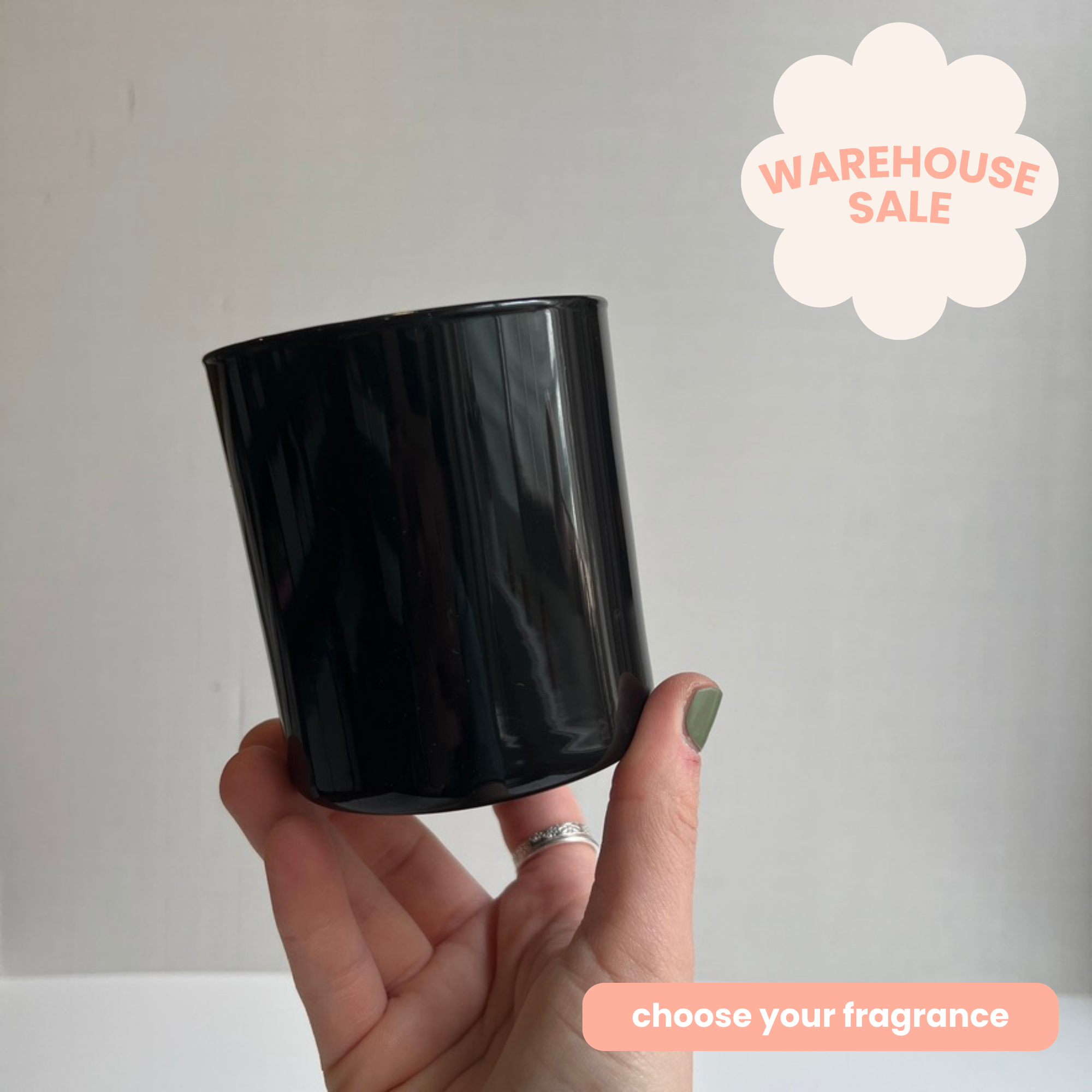 black straight sided candle jar