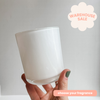 white glass candle jar