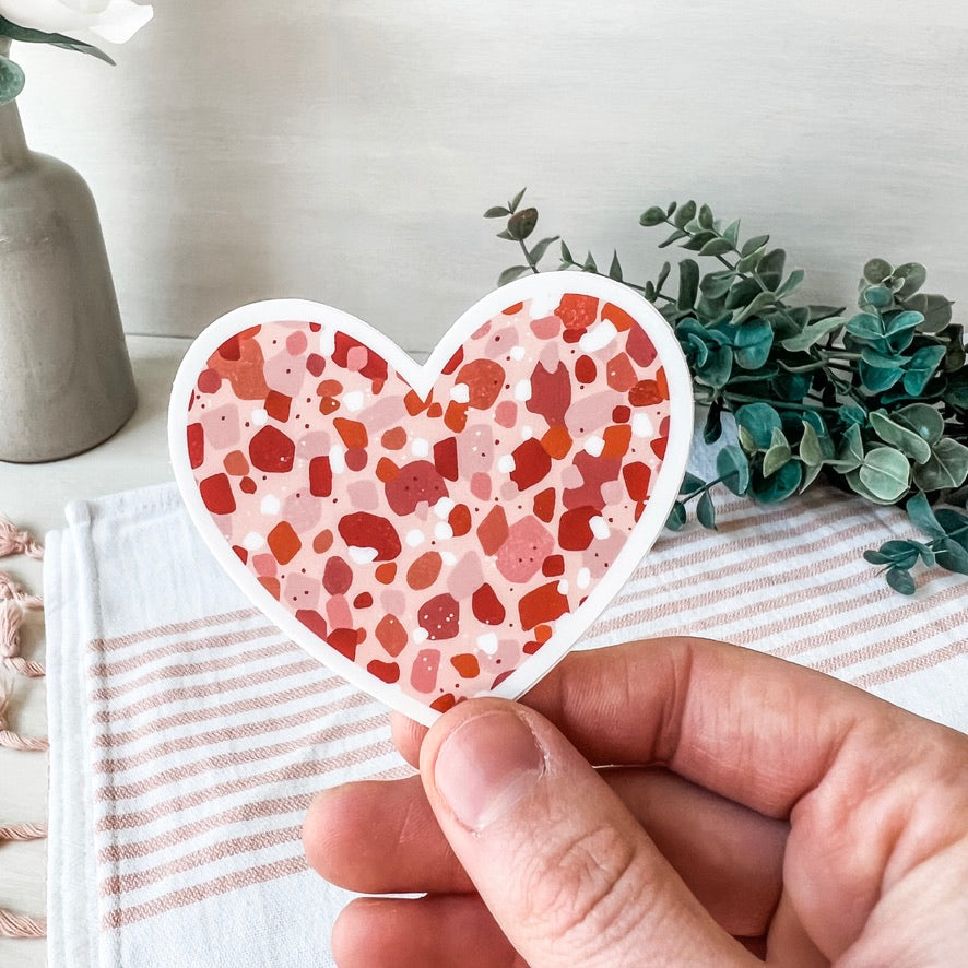 pink terrazzo heart sticker
